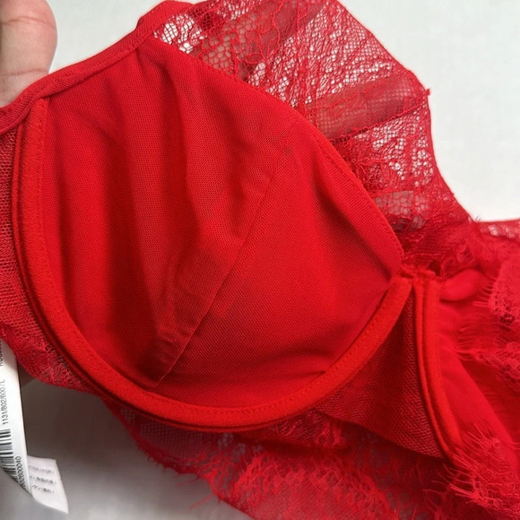 ZARA Red Lace Halter Crop Top Womens Size Large - Picture 5 of 7